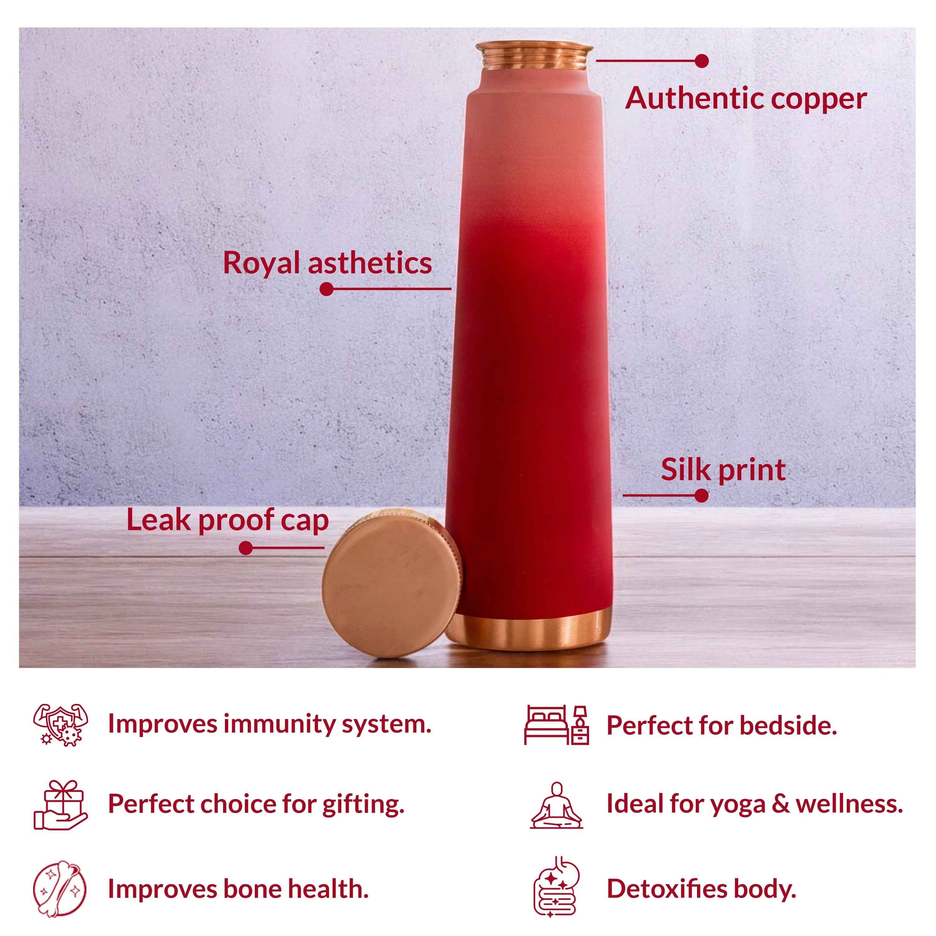 Pure copper bottle with pyramid shape and eye, catching colors red - 800 ML 162
